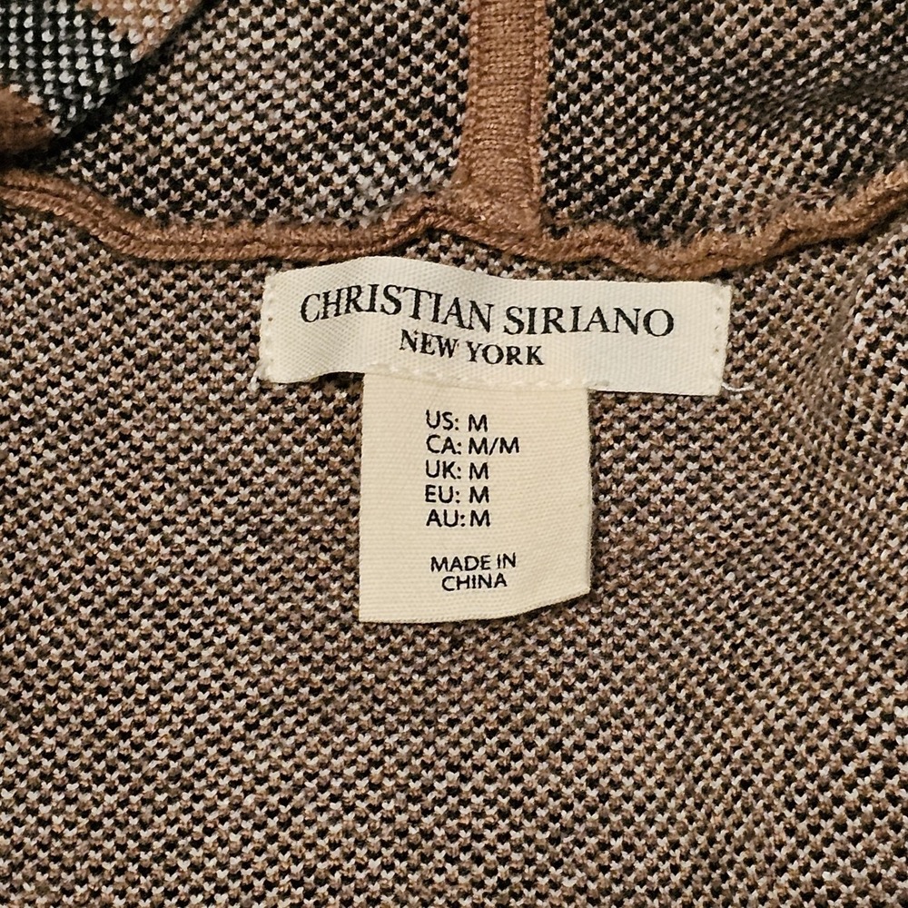 Christian Siriano Hooded Brown Plaid Cardigan Sweater Women's Size Medium - Picture 7 of 9